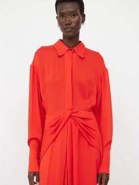 Victoria Beckham | Dresses | Victoria Beckham Floral Appliqud Tieneck Pleated  Crepe De Chine Midi Dress 6 | Poshmark
